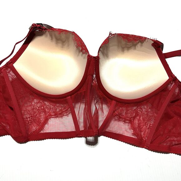 Victoria's Secret 38DD Very Sexy Bling Strap Push Up Bra Corset Bustier Red NWT - Picture 5 of 8